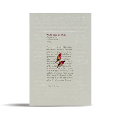 Love Tea - White Rose and Goji - Certified Organic Pyramids - The Bare Theory