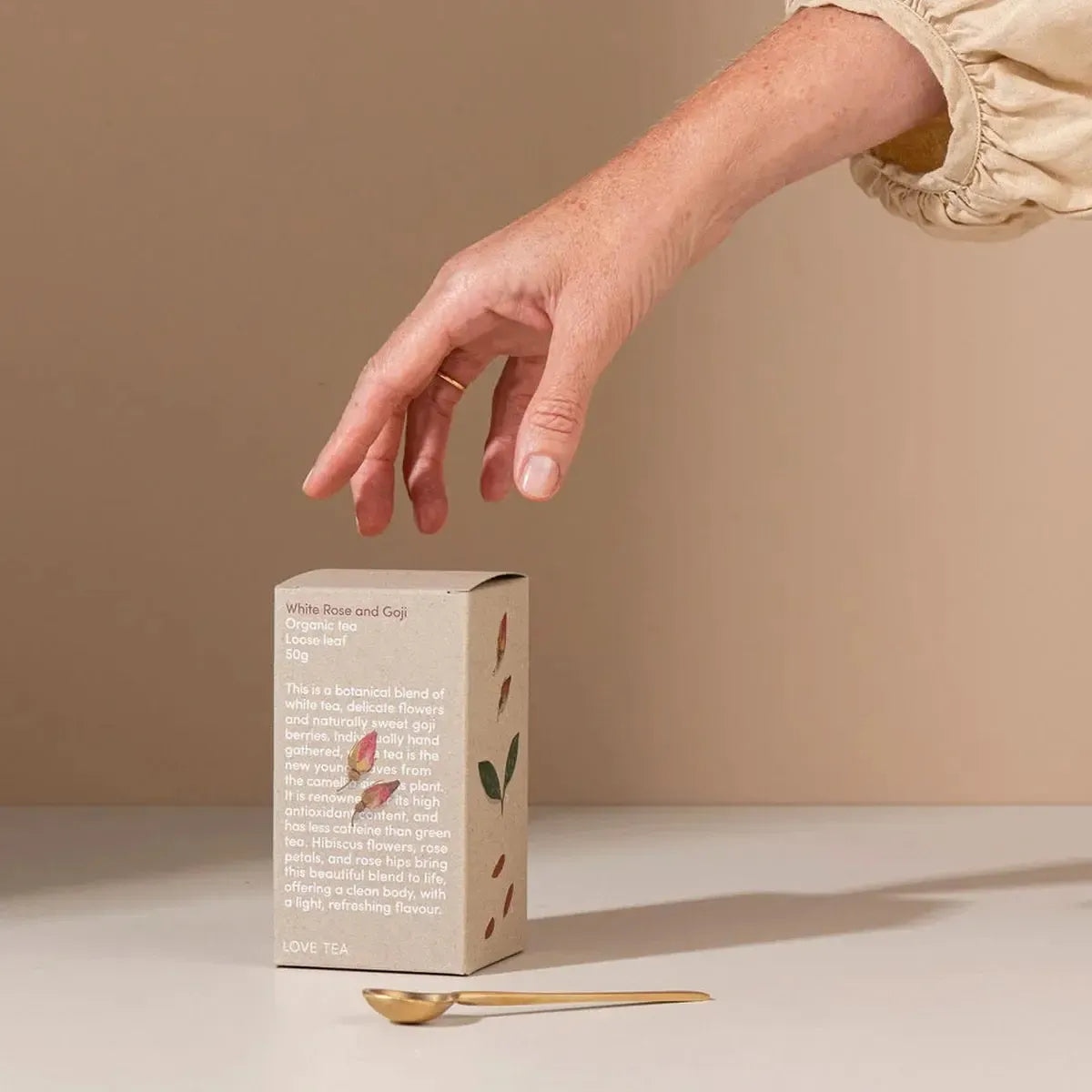 Love Tea - White Rose and Goji - Certified Organic Pyramids - The Bare Theory