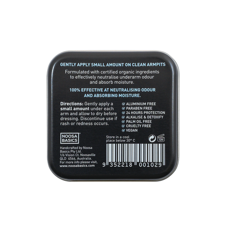 Noosa Basics - Deodorant Cream Tin - Charcoal + Eucalyptus - The Bare Theory