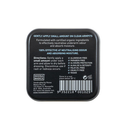Noosa Basics - Deodorant Cream Tin - Charcoal + Eucalyptus - The Bare Theory