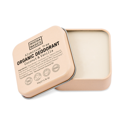 Noosa Basics - Deodorant Cream Tin - Coconut + Vanilla - The Bare Theory