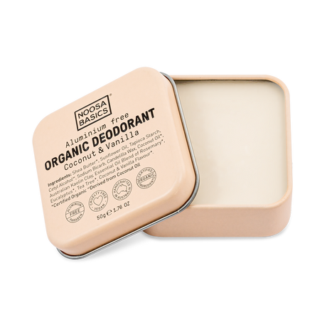 Noosa Basics - Deodorant Cream Tin - Coconut + Vanilla - The Bare Theory