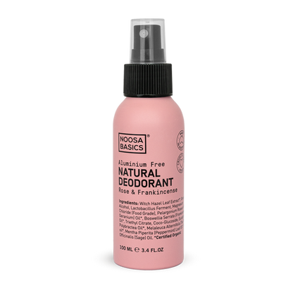Noosa Basics - Natural Deodorant Spray - Rose & Frankincense 100ml - The Bare Theory