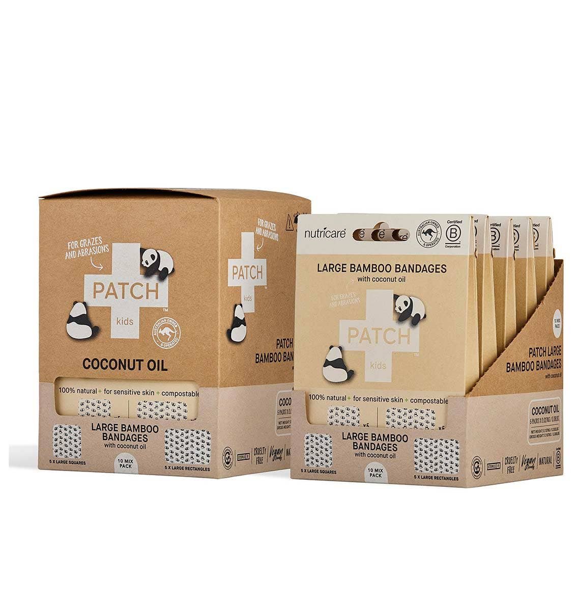 Patch Bandages - Large Panda Mixed Bamboo Bandages - The Bare Theory