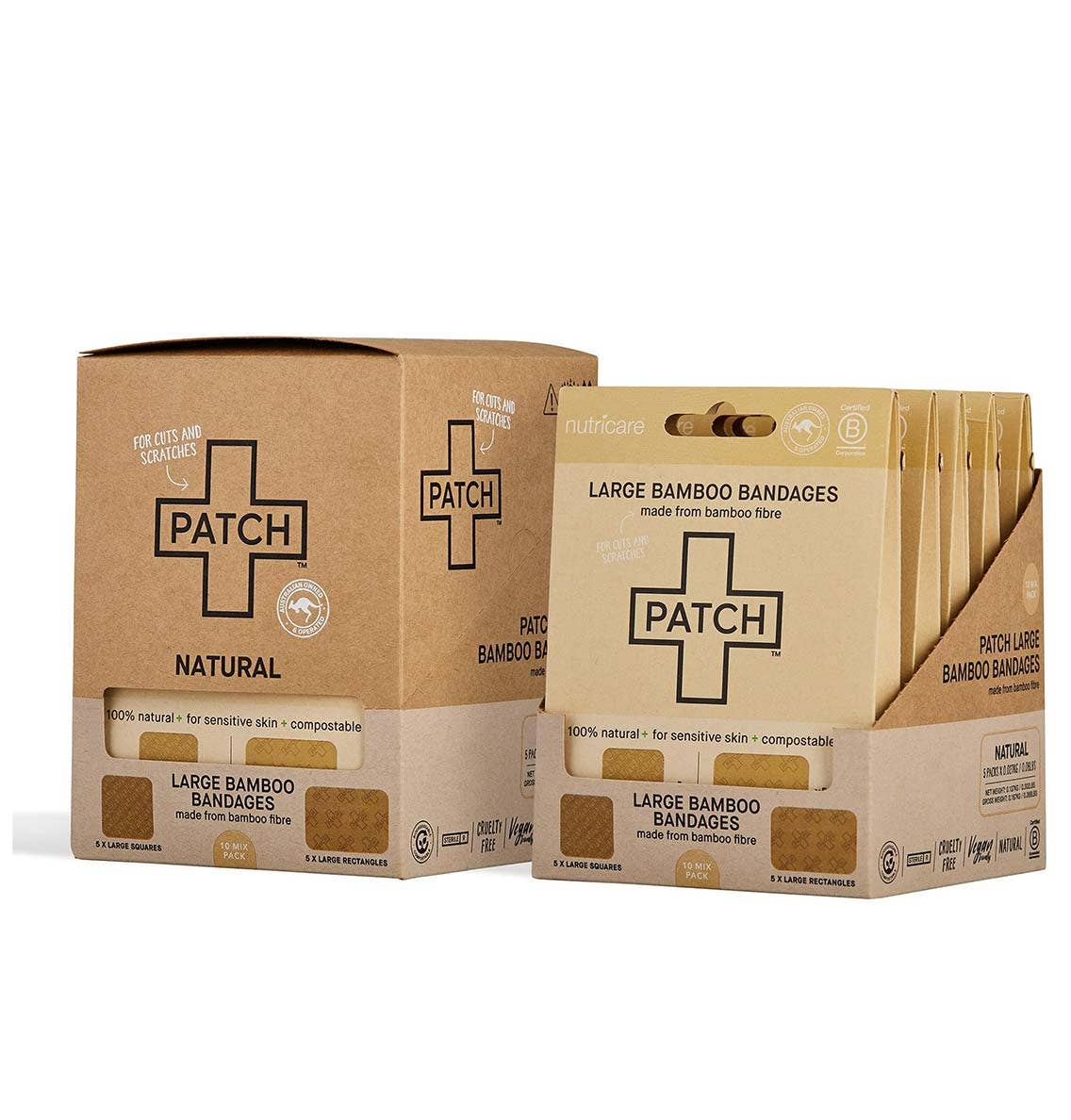 PATCH - Large Mixed Natural Bamboo Bandages 20 Pack - The Bare Theory