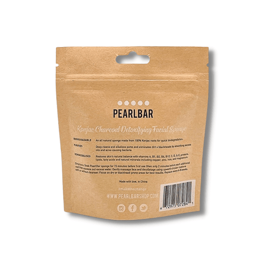 Pearlbar - Konjac & Charcoal Detoxifying Facial Sponge - The Bare Theory