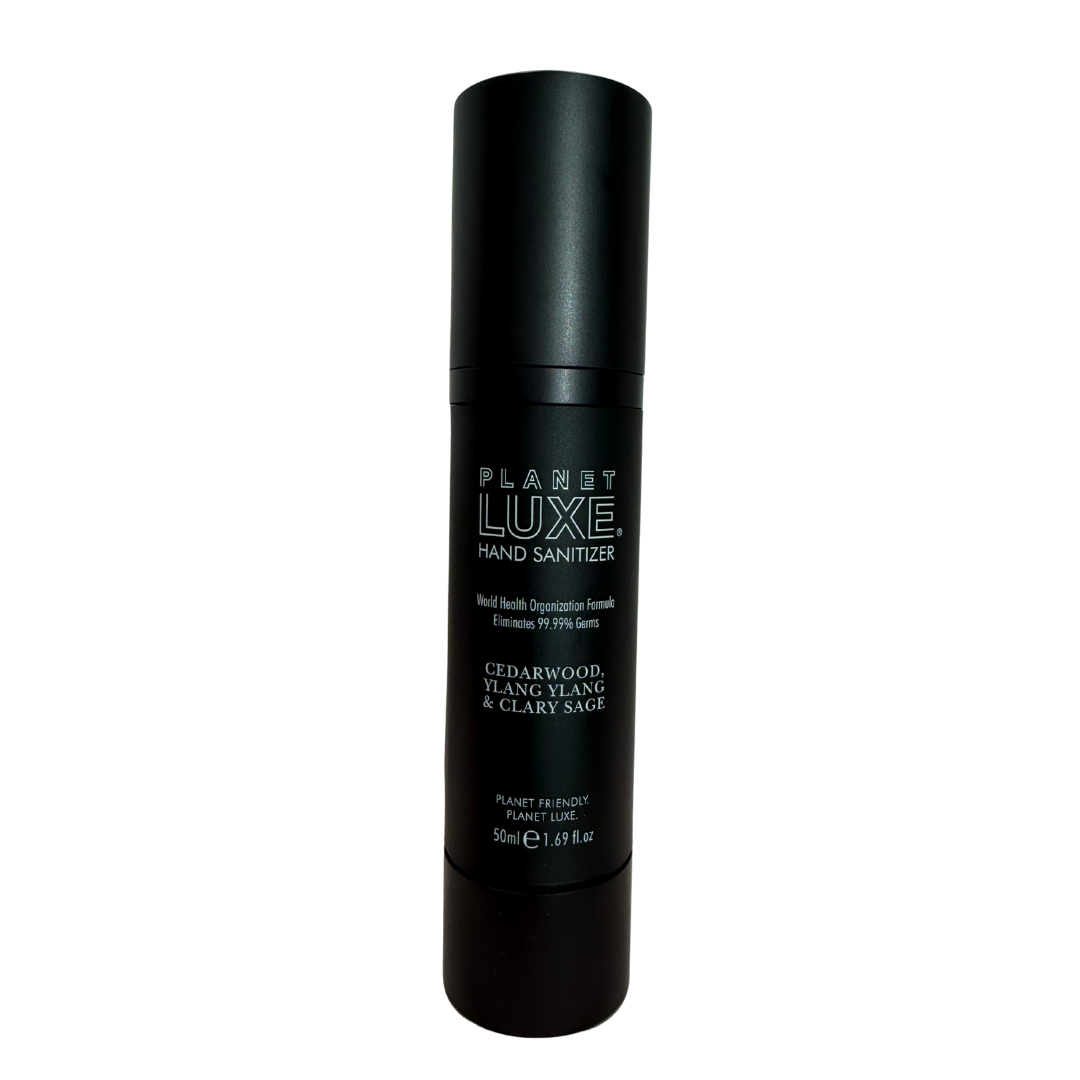 Planet Luxe - Hand Sanitiser - Cedarwood, Ylang Ylang & Clary Sage Blend 50ml - The Bare Theory