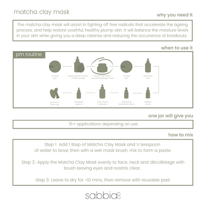 Sabbia Co - Matcha Clay Mask | 60g - The Bare Theory
