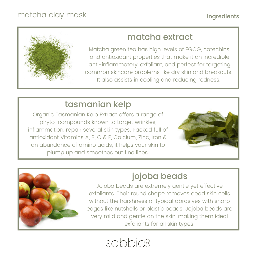 Sabbia Co - Matcha Clay Mask | 60g - The Bare Theory