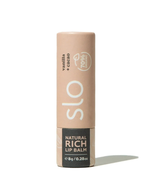 Slo - Natural Lip Balm - Vanilla + Cacao - The Bare Theory
