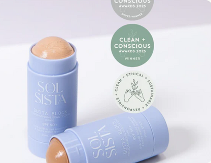 SOL SISTA - Butta Block - Mineral Tinted SPF50+ Sunscreen Balm - Tan - Medium - The Bare Theory