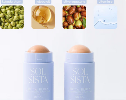 SOL SISTA - Butta Block - Mineral Tinted SPF50+ Sunscreen Balm - Tan - Medium - The Bare Theory