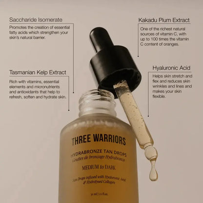 Three Warriors - Hydrabronze Tan Drops 30ml - The Bare Theory