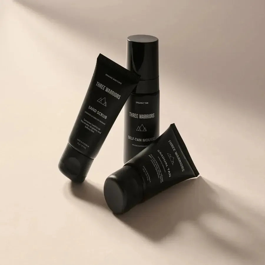 Three Warriors - On The Glow Summer Kit - The (Mini) Tan Routine - The Bare Theory