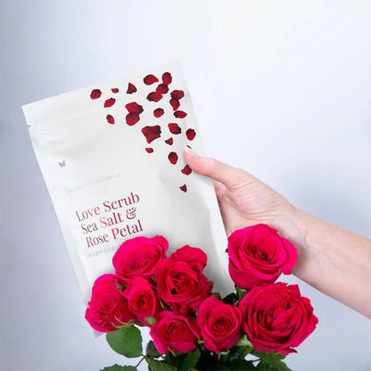 Vanessa Megan - Love Scrub | Sea Salt & Rose Petal Body Scrub - The Bare Theory
