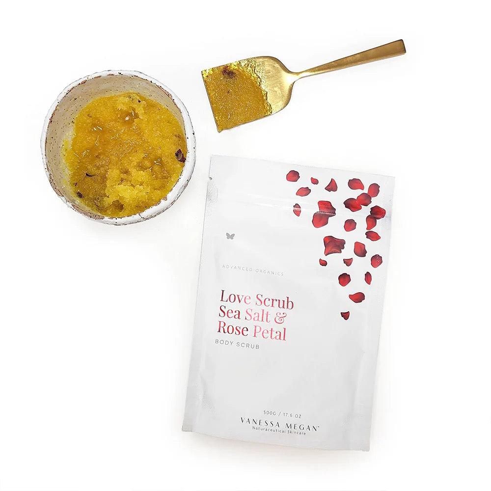 Vanessa Megan - Love Scrub | Sea Salt & Rose Petal Body Scrub - The Bare Theory