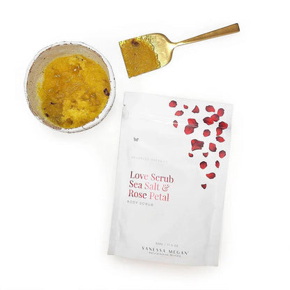 Vanessa Megan - Love Scrub | Sea Salt & Rose Petal Body Scrub - The Bare Theory