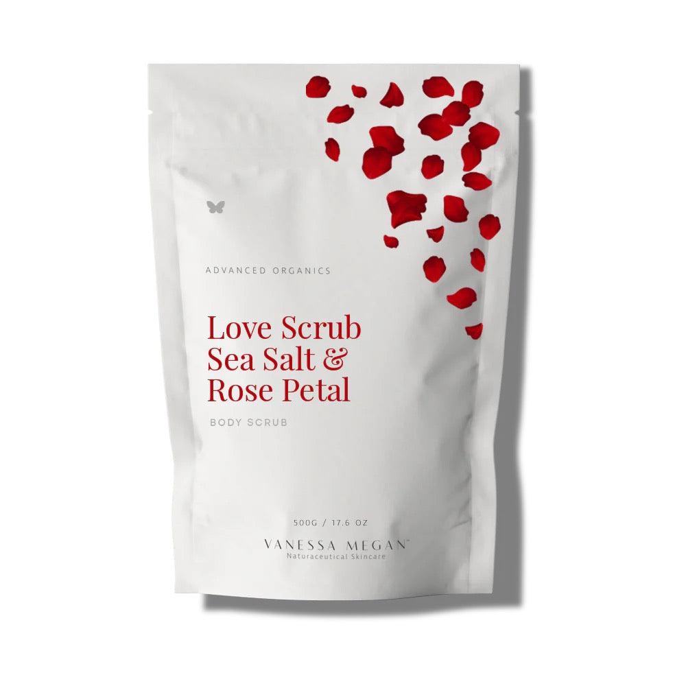 Vanessa Megan - Love Scrub | Sea Salt & Rose Petal Body Scrub - The Bare Theory